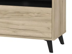 Mobile Porta tv Marrone Rovere Grigio Nero 3 Ripiani Un'anta 137.5x40x57.5h cm, 4 Vani - Platania