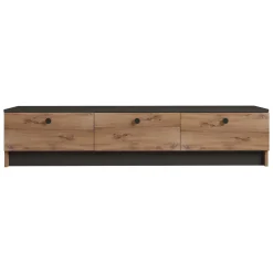 Mobile Porta tv Marrone Rovere Nero Antracite 2 Ante Apertura a Ribalta 180x33x49h cm, 3 Vani - Imerese