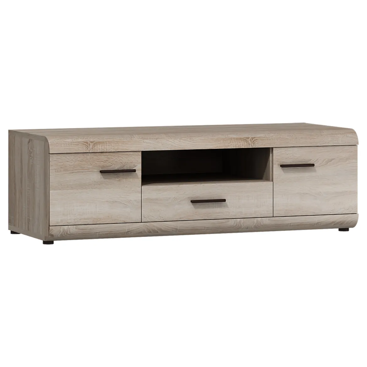 Mobile Porta tv Marrone Rovere Nero un Cassetto 2 Ripiani 140x54x44h cm, 2 Ante - Kalepa