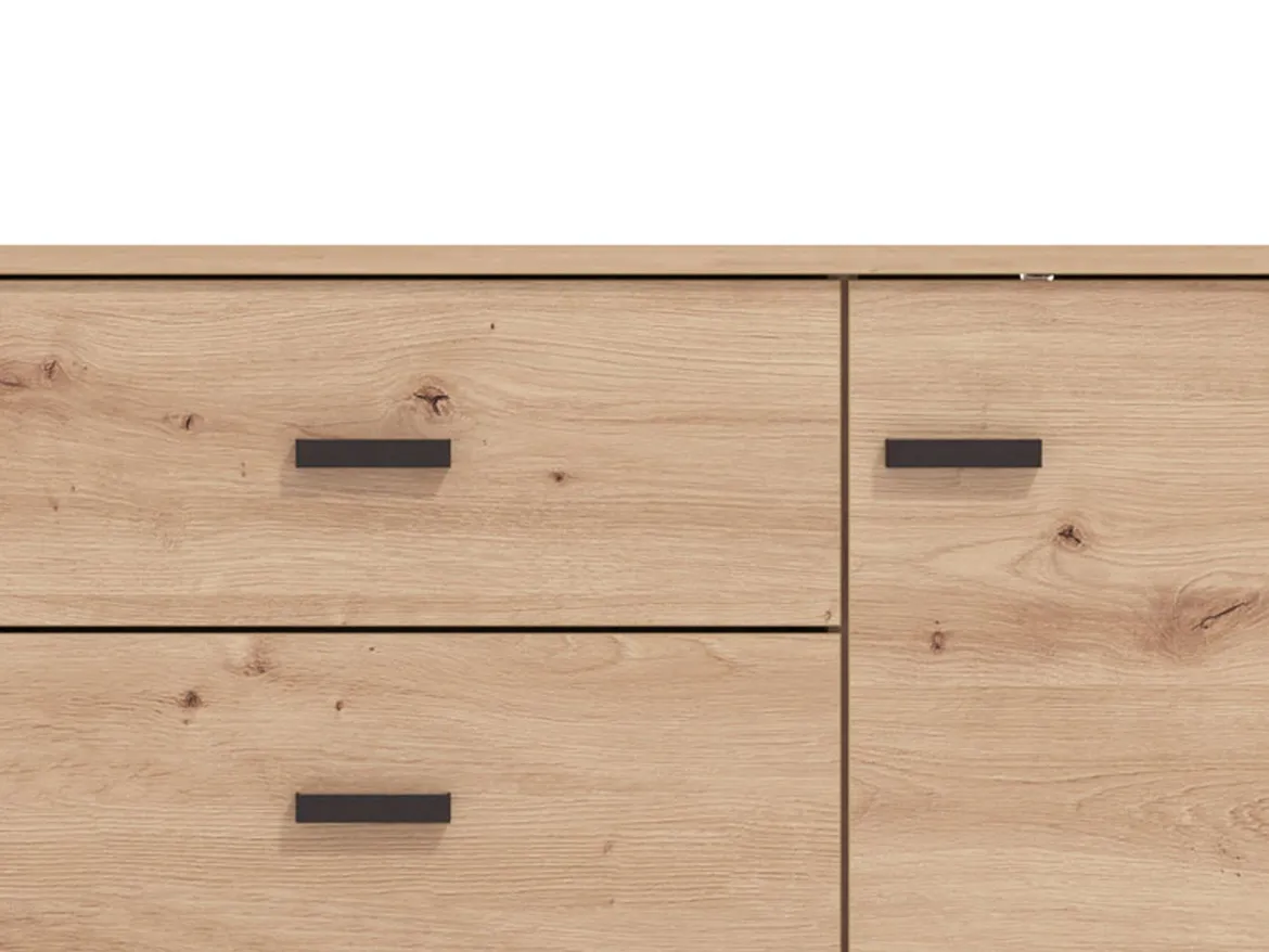 Mobile Porta tv Marrone Rovere Nodi Nero 2 Cassetti un Ripiano 157x40x52h cm, Apertura Battente, Scorrevole - Caivano