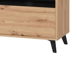 Mobile Porta tv Marrone Rovere Nodi Nero 3 Ripiani Un'anta 137.5x40x57.5h cm, 4 Vani - Platania
