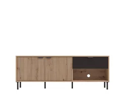 Mobile Porta tv Marrone Rovere Nodi Nero un Cassetto 2 Ripiani 150.5x40x54.5h cm, 2 Ante - Preone