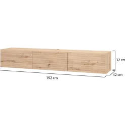 Mobile Porta tv Marrone Rovere Nodi un Ripiano Apertura a Ribalta 157x40x52h cm, 2 Ante - Nazzaro