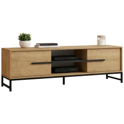 Mobile Porta tv Marrone Rovere un Ripiano 2 Ante 160x40x50h cm, 4 Vani - Cinaglio