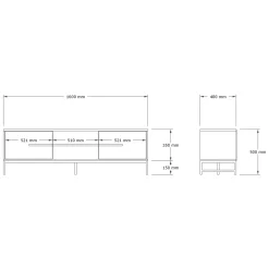 Mobile Porta tv Marrone Rovere un Ripiano 2 Ante 160x40x50h cm, 4 Vani - Cinaglio