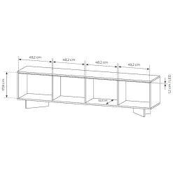 Mobile Porta tv Marrone Rovere un Ripiano 4 Ante 204x40x54h cm, Ante Effetto Rigato con led - Kame