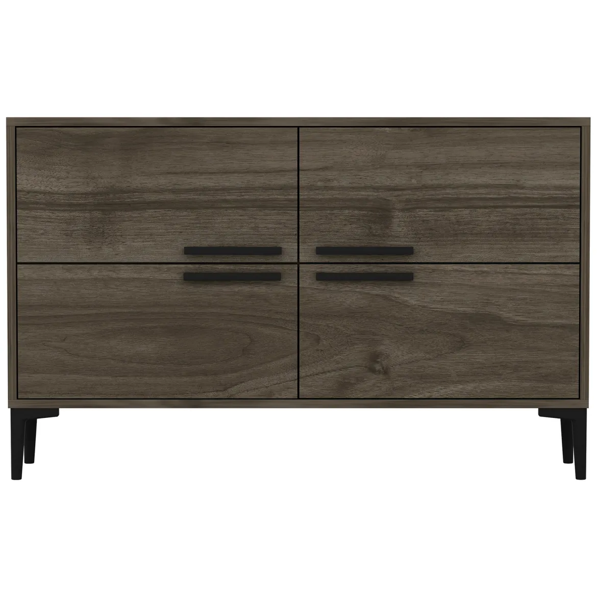 Mobile Porta tv Marrone Scuro 2 Ripiani 4 Ante 120x30x75h cm, 4 Vani - Luzzi