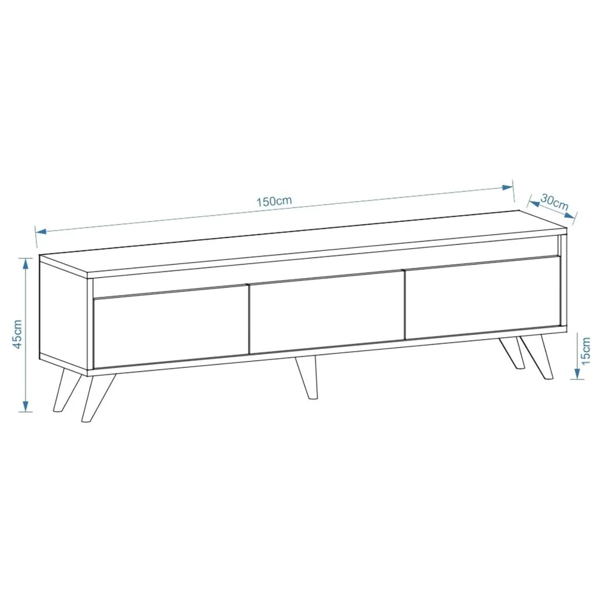 Mobile Porta tv Marrone Scuro 3 Vani 3 Ante 150x30x45h cm, Apertura a Ribalta - Romeno