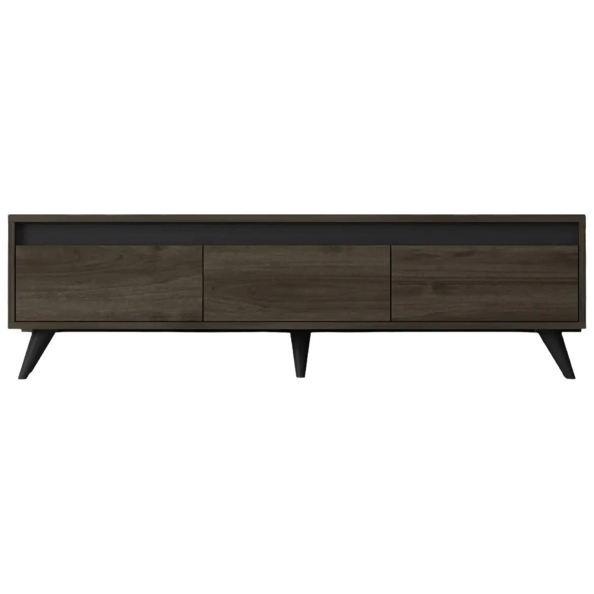 Mobile Porta tv Marrone Scuro 3 Vani 3 Ante 150x30x45h cm, Apertura a Ribalta - Romeno