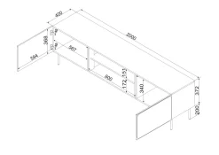 Mobile Porta tv Marrone Terracotta un Ripiano 2 Ante 200x42x57h cm, Caminetto Incluso - Vermezzo