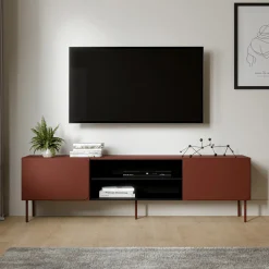 Mobile Porta tv Marrone Terracotta un Ripiano 2 Ante 200x42x60h cm, 4 Vani - Mornago