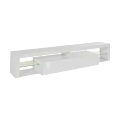 Mobile porta TV Meti, 200x40h35 cm, Bianco lucido