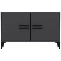 Mobile Porta tv Nero Antracite 2 Ripiani 4 Ante 120x30x75h cm, 4 Vani - Luzzi