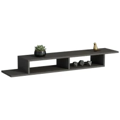 Mobile Porta tv Nero Antracite 2 Vani Peso Supportato 40 kg 120x30x18h cm, Installazione Sospeso - Ivrea
