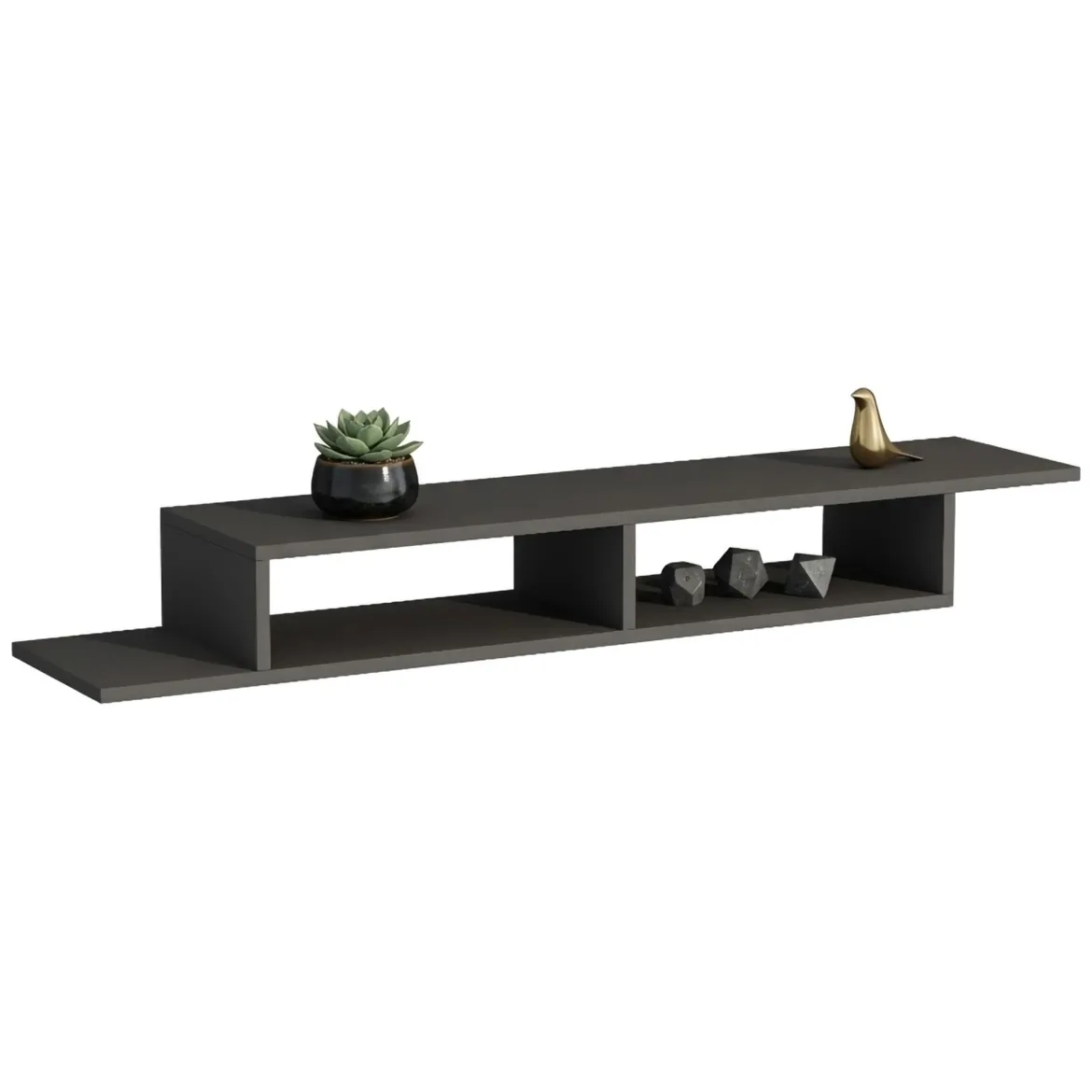 Mobile Porta tv Nero Antracite 2 Vani Peso Supportato 40 kg 120x30x18h cm, Installazione Sospeso - Ivrea
