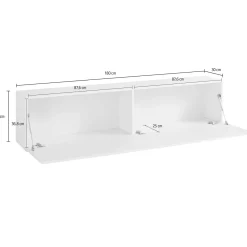 Mobile Porta tv Nero Antracite Argento Cassetti un Ripiano 180x30x47h cm, 2 Ante - Espero