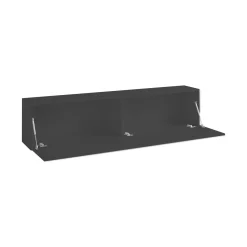 Mobile Porta tv Nero Antracite Argento Cassetti un Ripiano 180x30x47h cm, 2 Ante - Espero
