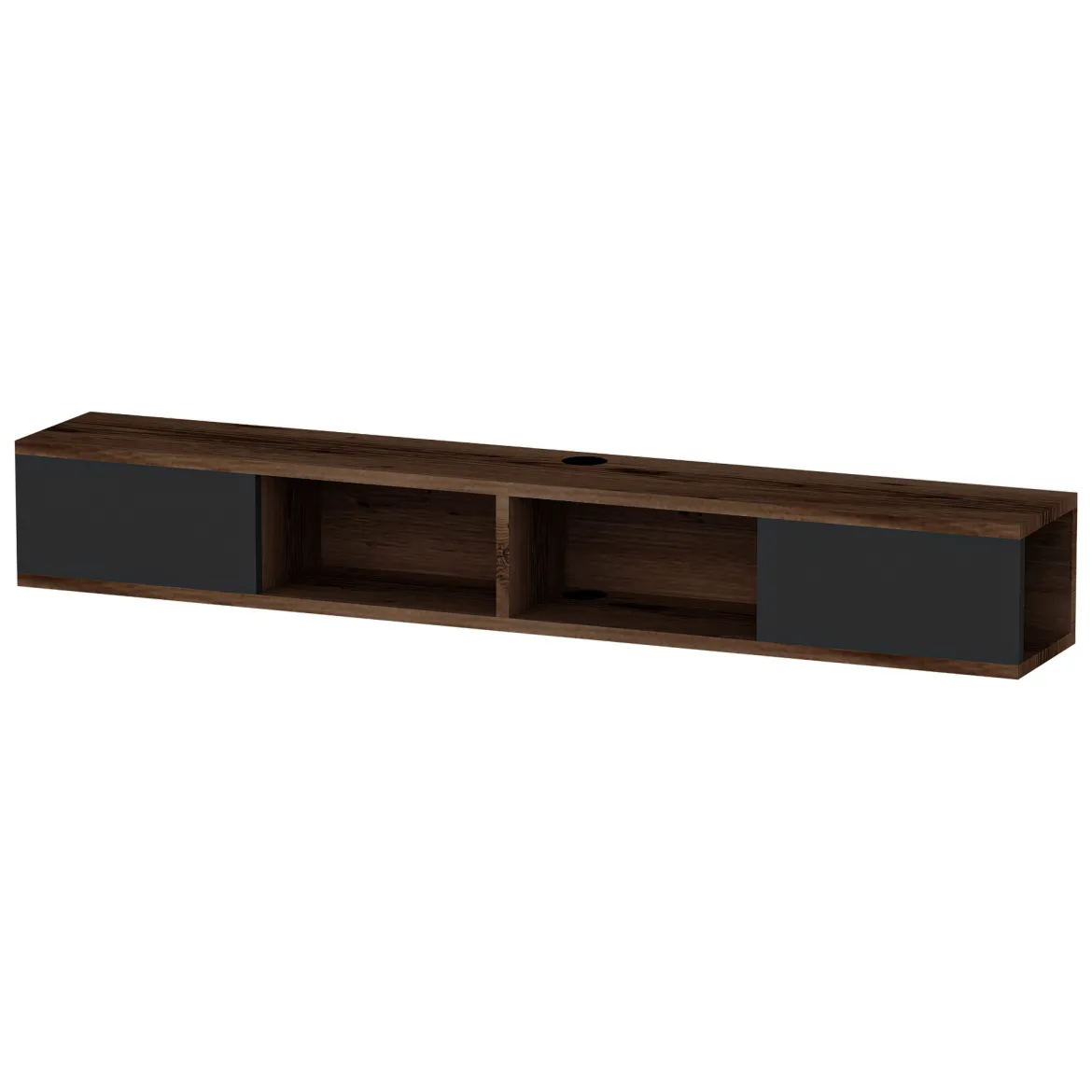 Mobile Porta tv Nero Antracite Marrone Noce Un'anta Apertura a Ribalta 120x25x37h cm, 2 Vani - Taurasi