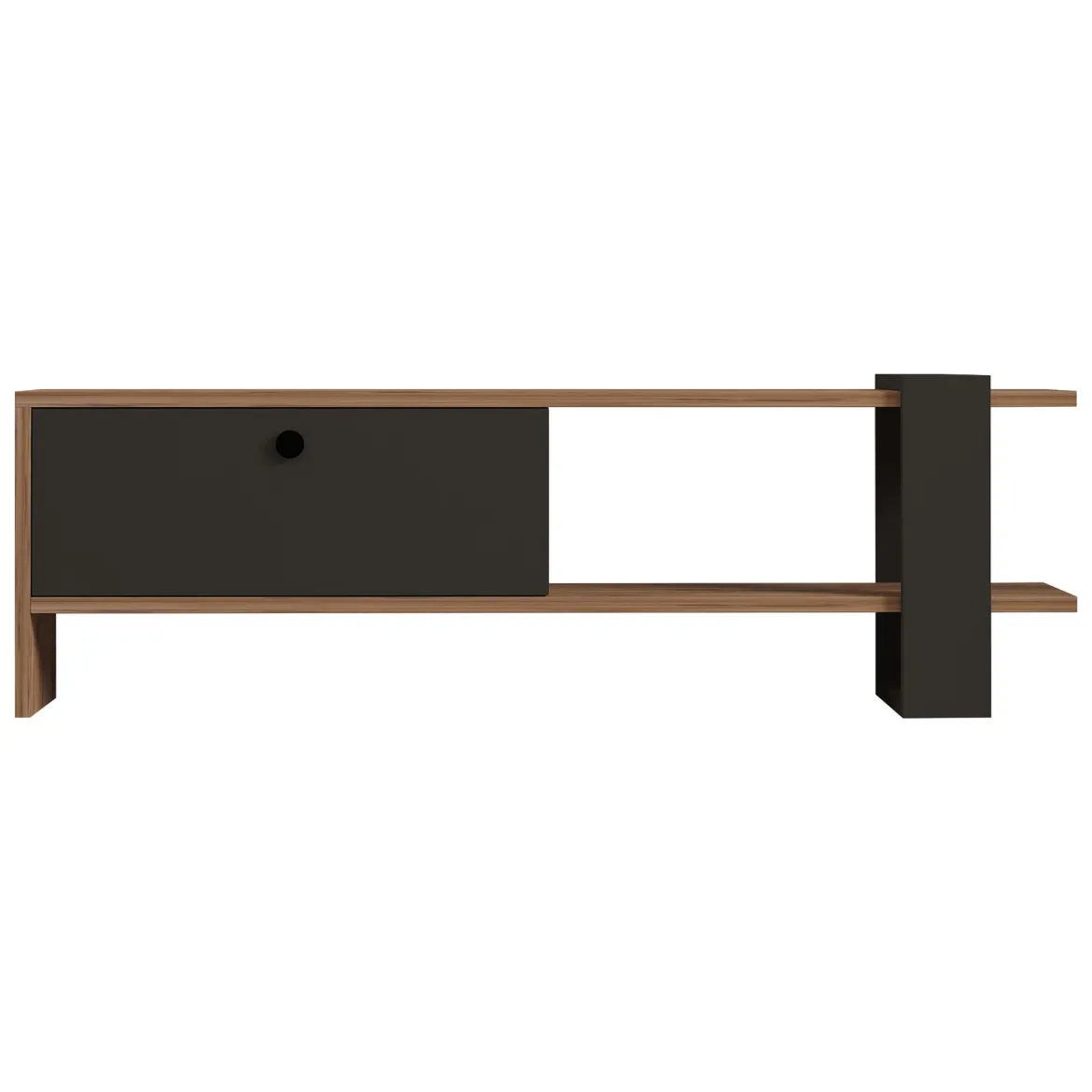 Mobile Porta tv Nero Antracite Marrone Noce Un'anta Apertura a Ribalta 120x25x37h cm, 2 Vani - Taurasi