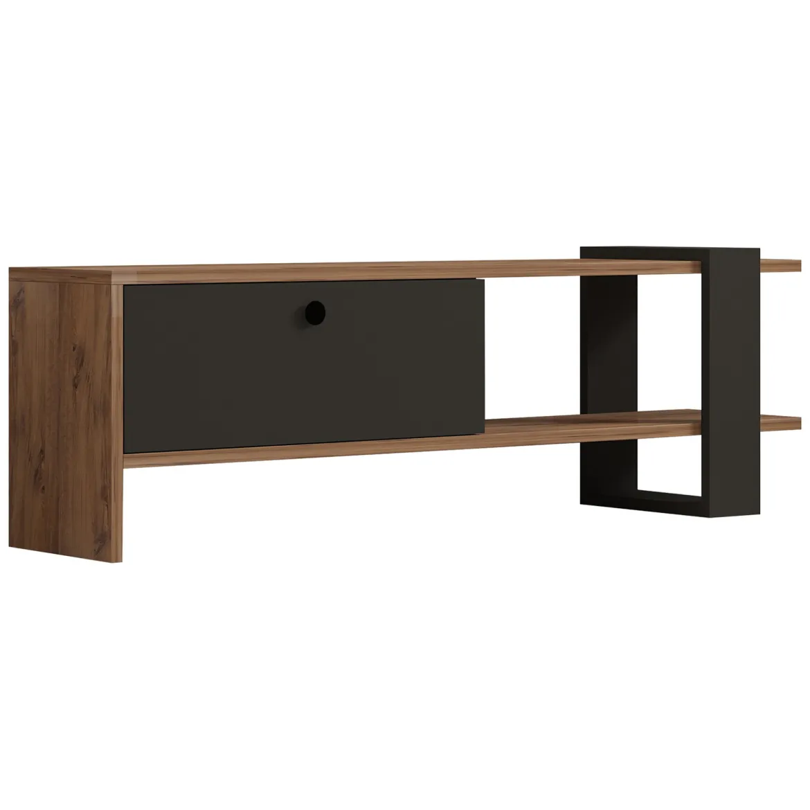 Mobile Porta tv Nero Antracite Marrone Noce Un'anta Apertura a Ribalta 120x25x37h cm, 2 Vani - Taurasi