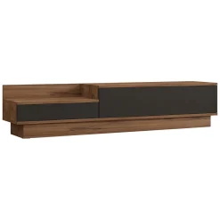 Mobile Porta tv Nero Antracite Marrone Rovere 2 Ripiani 2 Ante 150x35x47h cm, 5 Vani - Filetto