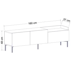 Mobile Porta tv Nero Antracite Marrone Rovere 3 Ante Apertura a Ribalta 180x35x42h cm, 3 Vani - Cortaccia