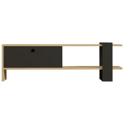 Mobile Porta tv Nero Antracite Marrone Rovere Un'anta Apertura a Ribalta 120x25x37h cm, 2 Vani - Taurasi