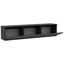 Mobile Porta tv Nero Antracite Nero Marmo Luci led Incluse 3 Ante 160x32x35h cm, Apertura a Ribalta - Marazzi
