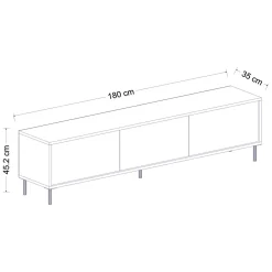 Mobile Porta tv Nero Antracite oro 3 Ante Ripiano Effetto Marmo 180x35x45h cm, 3 Vani - Vicchio