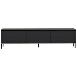 Mobile Porta tv Nero Antracite oro 3 Ante Ripiano Effetto Marmo 180x35x45h cm, 3 Vani - Vicchio