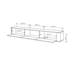 Mobile Porta tv Nero 3 Cassetti un Ripiano 200x34x28h cm, 3 Vani - Kahate