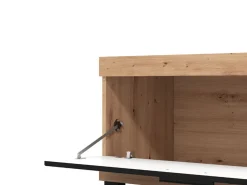 Mobile Porta tv Nero Marrone Rovere Nodi 2 Ripiani Un'anta 162x41.5x43.5h cm, Ripiano in Vetro - Pompu