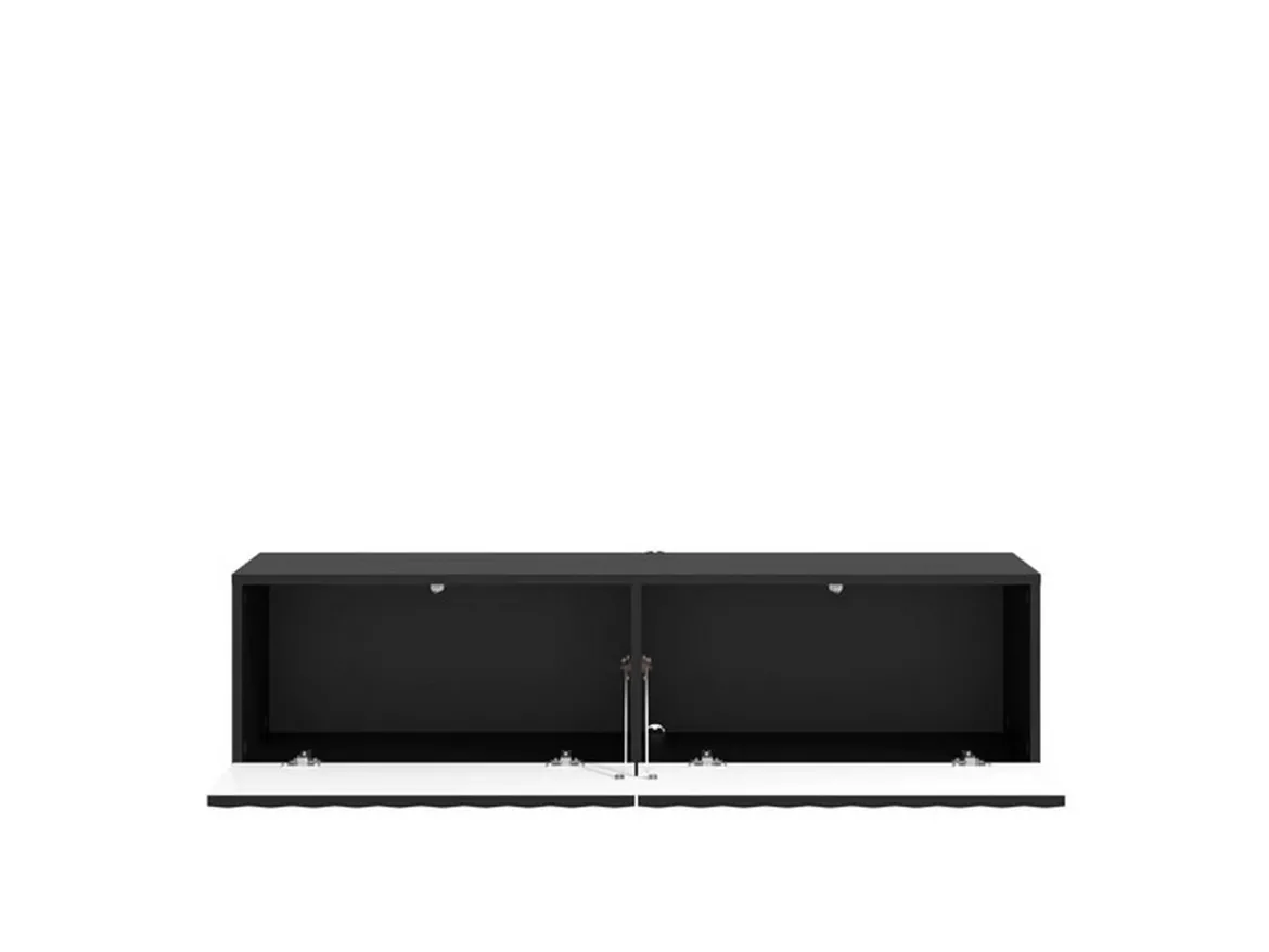 Mobile Porta tv Nero Nero Antracite un Ripiano 2 Ante 154x42x32h cm, 2 Vani - Maderno