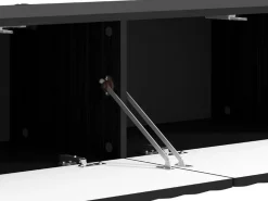 Mobile Porta tv Nero Nero Antracite un Ripiano 2 Ante 154x42x32h cm, 2 Vani - Maderno