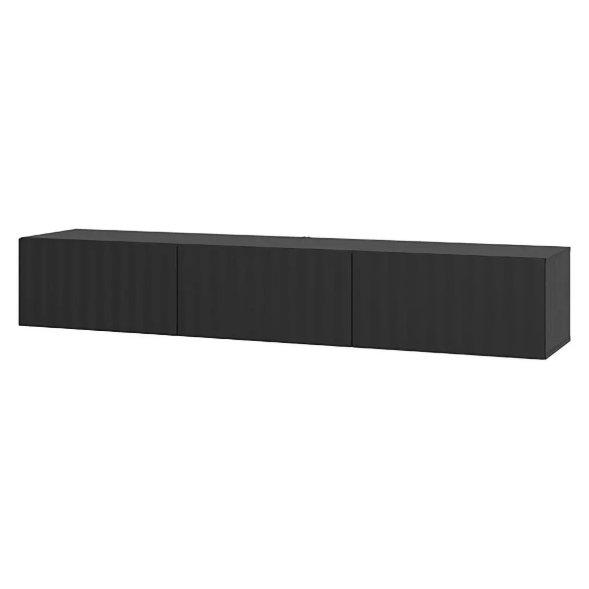 Mobile Porta tv Nero Nero Antracite un Ripiano 3 Ante 192x42x32h cm, 3 Vani - Fossa