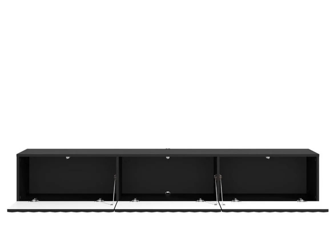 Mobile Porta tv Nero Nero Antracite un Ripiano 3 Ante 192x42x32h cm, 3 Vani - Fossa
