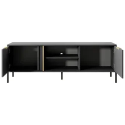 Mobile Porta tv Nero oro 2 Ripiani 2 Ante 153x40x53h cm, 4 Vani - Kaleka
