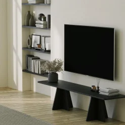 Mobile Porta tv Nero Peso Supportato 40 kg Installazione a Terra 180x42x40h cm, - Cairano