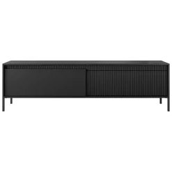 Mobile Porta tv Nero un Ripiano 200.5x42x60h cm, Cassetti - Ronca