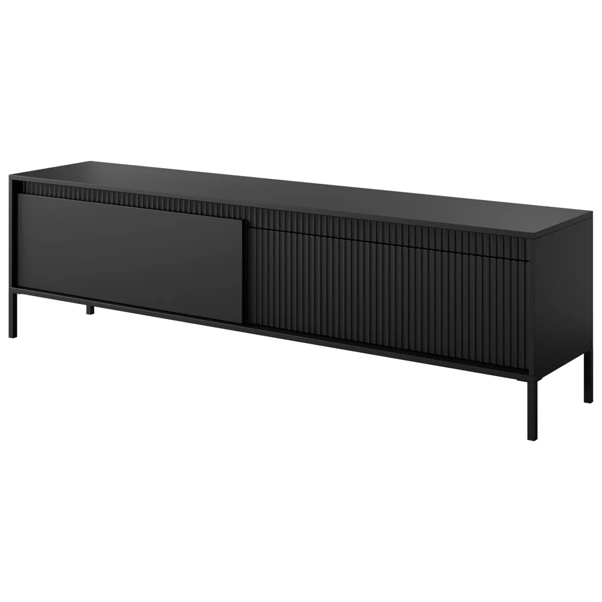 Mobile Porta tv Nero un Ripiano 200.5x42x60h cm, Cassetti - Ronca