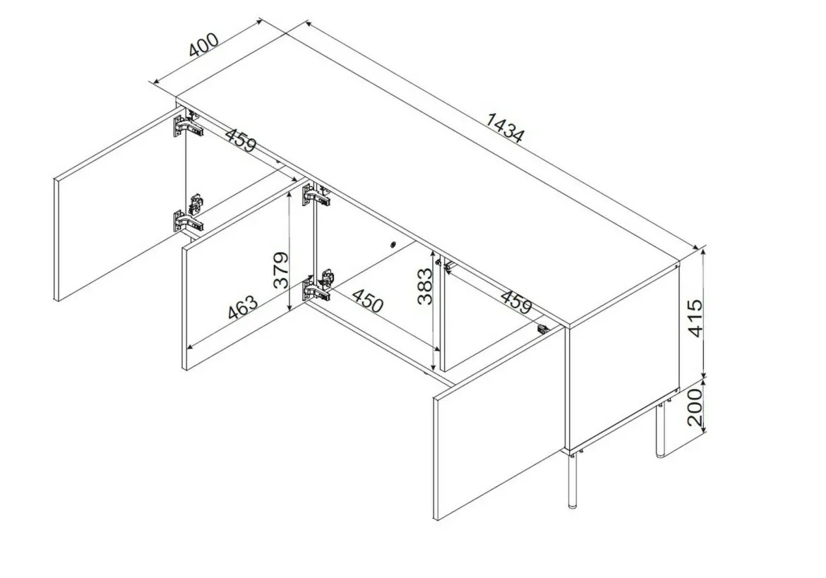 Mobile porta TV Novoli, 144x40 h62 cm, Nero e Rovere Nodi