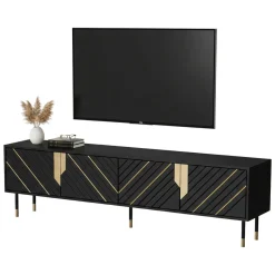 Mobile porta TV Seborga, 204x40 h55 cm, Nero e Oro