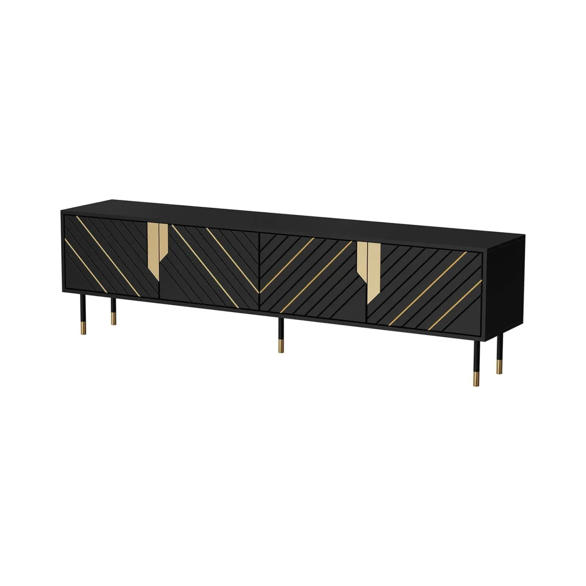 Mobile porta TV Seborga, 204x40 h55 cm, Nero e Oro