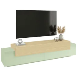 Mobile Porta tv Verde 3 Ripiani 4 Vani 200x45x51.5h cm, 3 Ante - Cassino