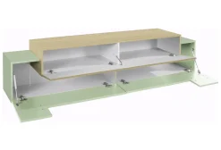 Mobile Porta tv Verde 3 Ripiani 4 Vani 200x45x51.5h cm, 3 Ante - Cassino