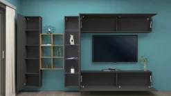 Mobile salotto 4 ante 280cm antracite e acero - Alessano