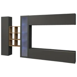 Mobile salotto 4 ante 280cm antracite e acero - Alessano