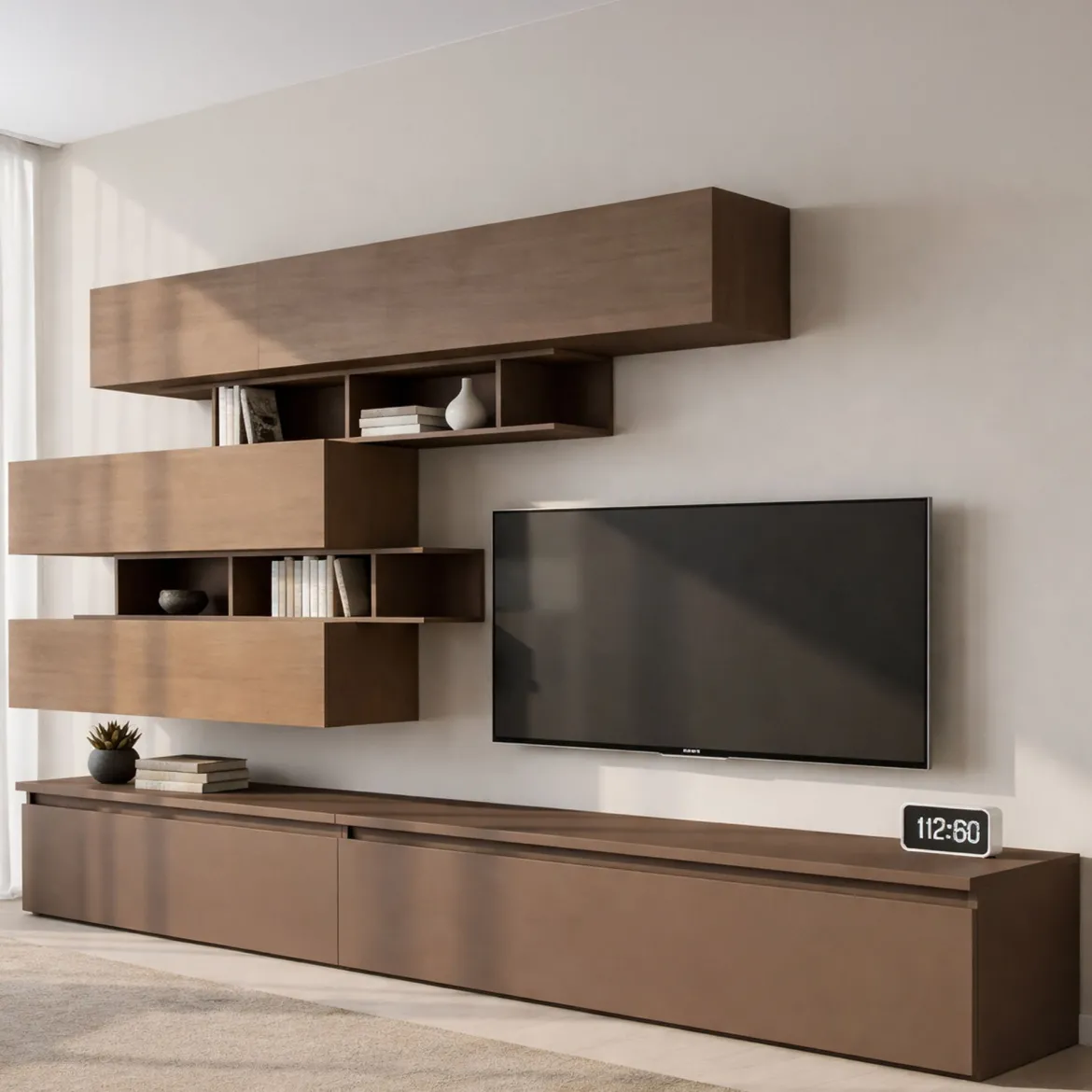 Mobile salotto 3 ante 276cm bronzo e noce - Hilaire