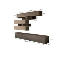 Mobile salotto 3 ante 276cm bronzo e noce - Hilaire