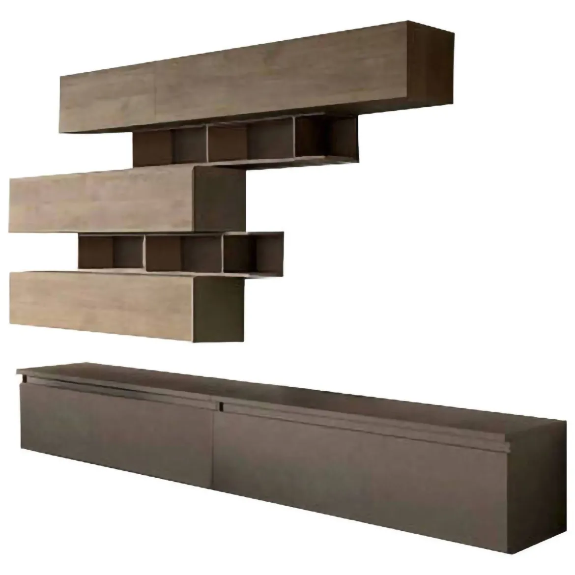 Mobile salotto 3 ante 276cm bronzo e noce - Hilaire